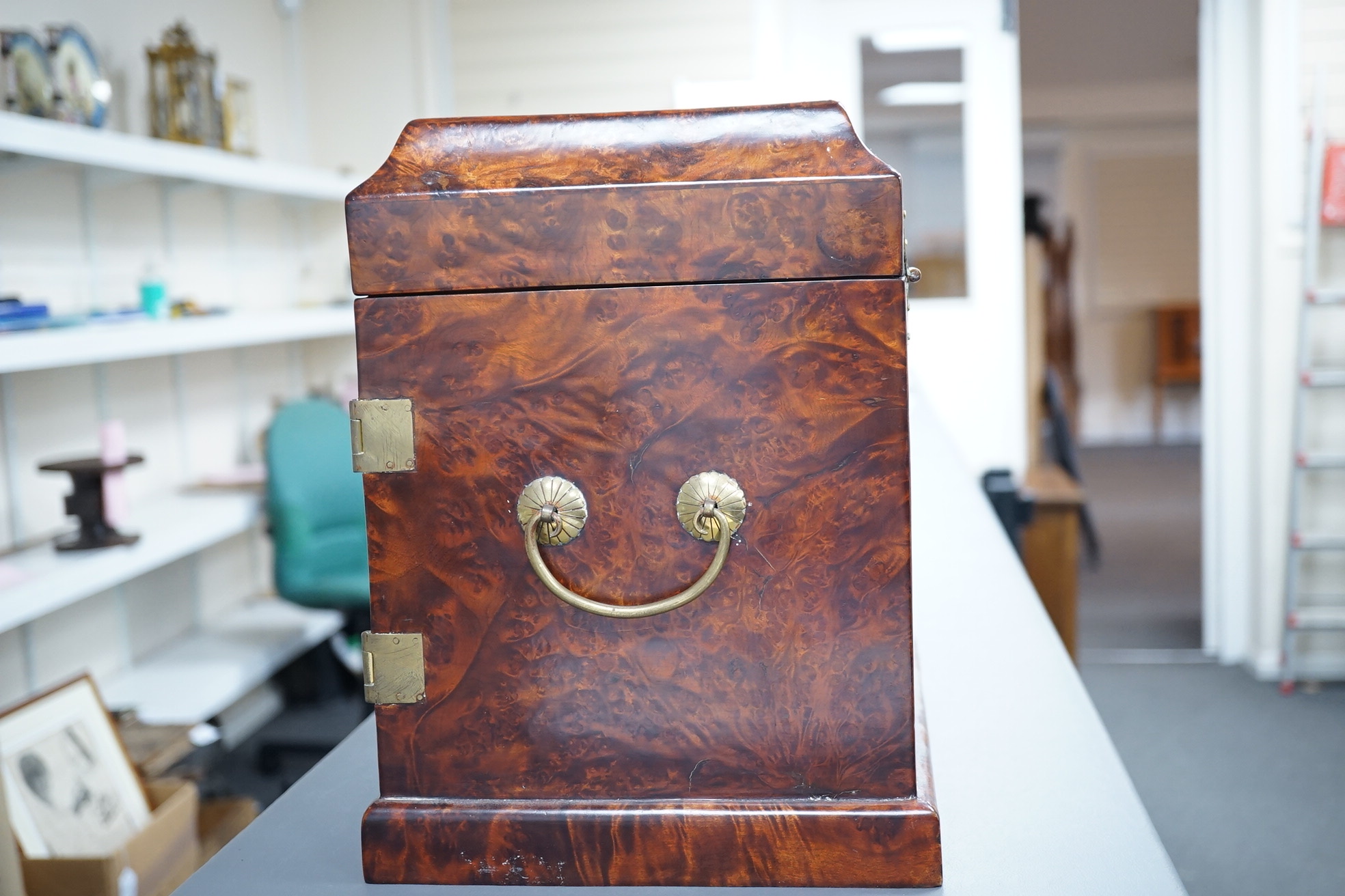 A Chinese burrwood scholar's cabinet, 19th century